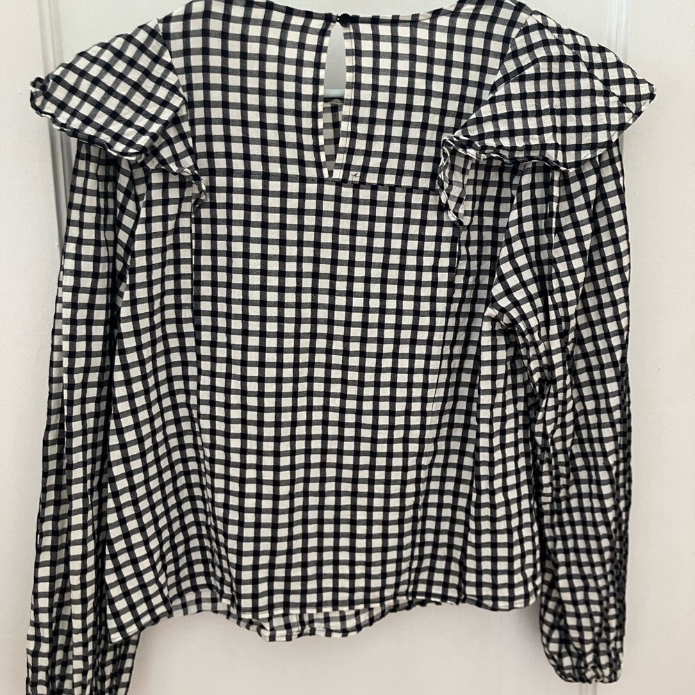 Marc O’Polo ruffled gingham blouse 100% cotton medium - Picture 2 of 6